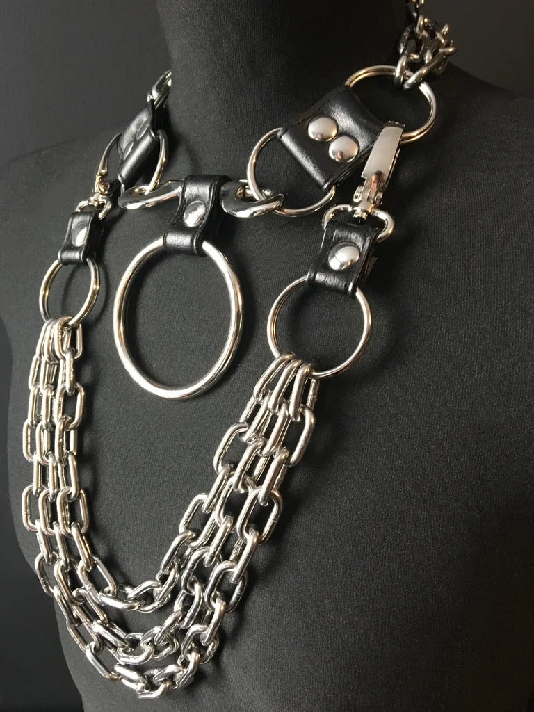 black vegan leather goth necklace collar choker chains gothic faux leather pvc 
