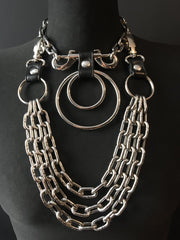 black vegan leather goth necklace collar choker chains gothic faux leather pvc 
