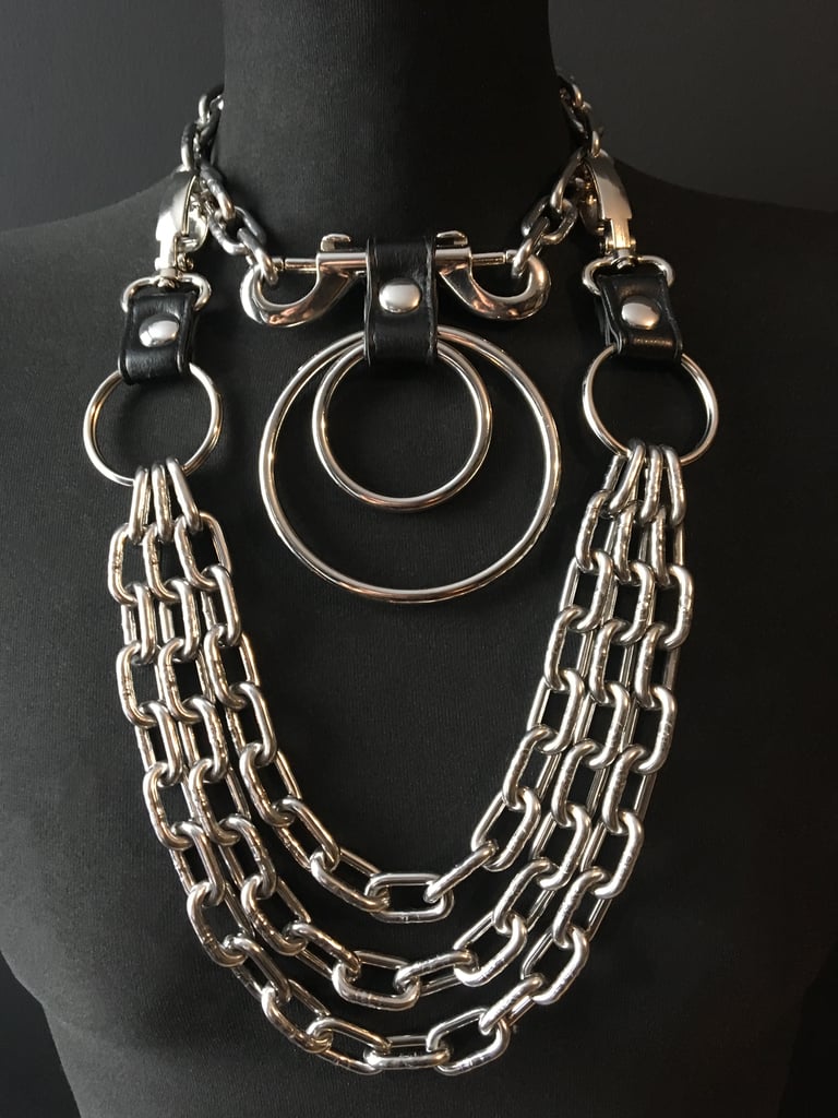 black vegan leather goth necklace collar choker chains gothic faux leather pvc 