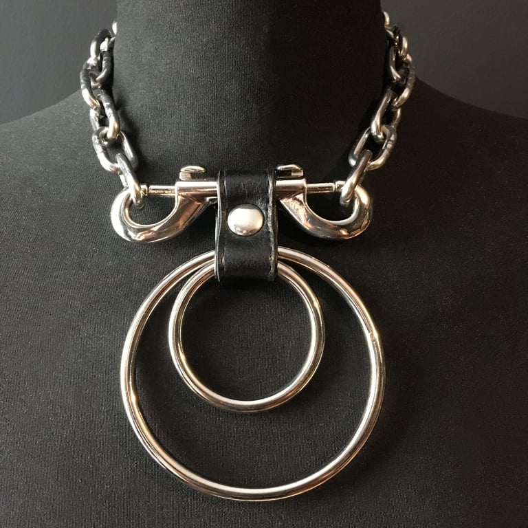 black vegan leather goth necklace collar choker chains gothic faux leather pvc 