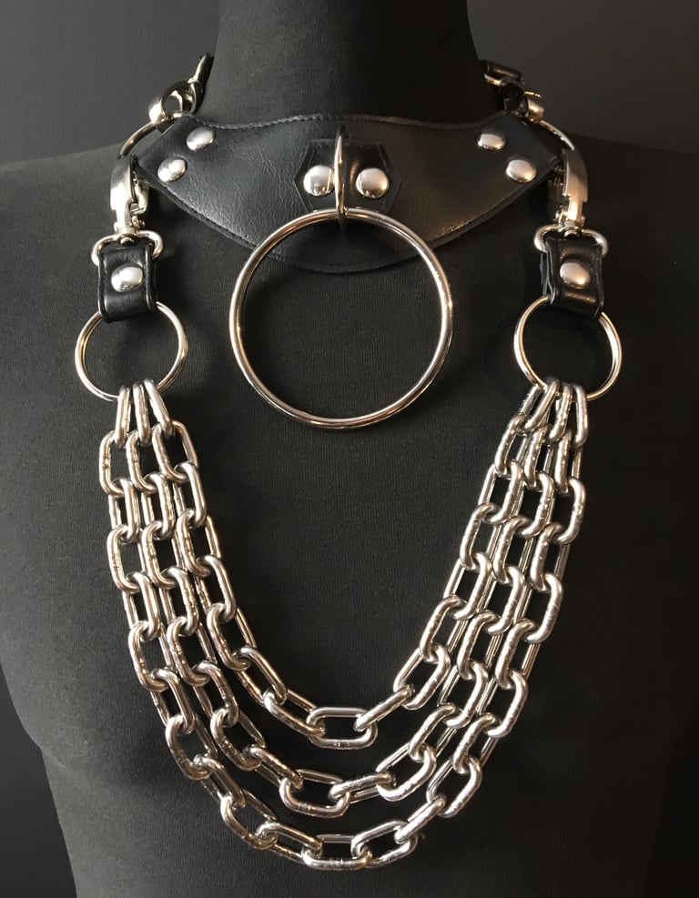 black vegan leather goth necklace collar choker chains gothic faux leather pvc 