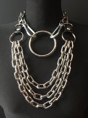 black vegan leather goth necklace collar choker chains gothic faux leather pvc 