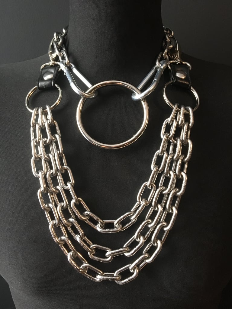 black vegan leather goth necklace collar choker chains gothic faux leather pvc 