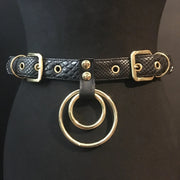 black vegan leather vegan snakeskin goth belt gothic faux leather pvc gold