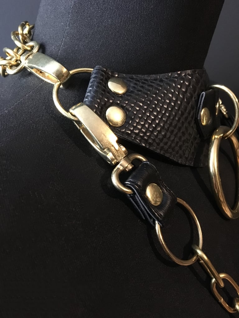 black and gold vegan leather vegan snake goth necklace collar choker chains gothic faux leather pvc 