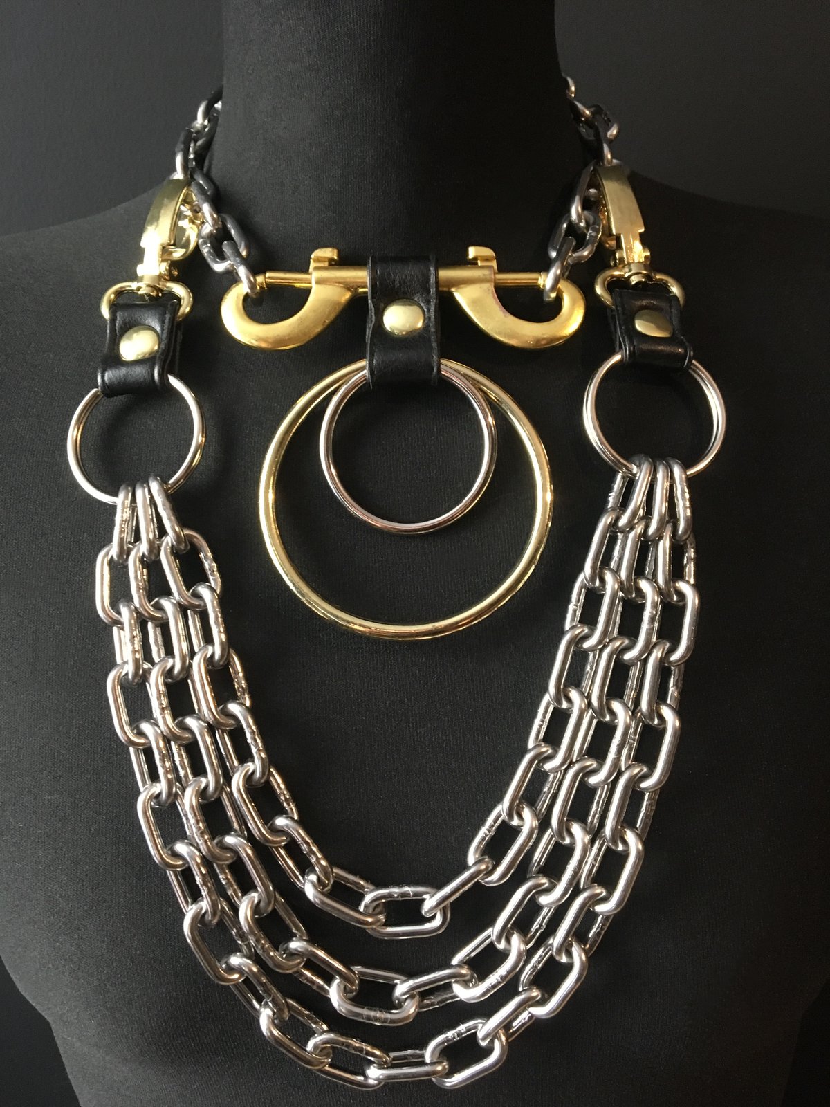 black vegan leather goth necklace collar choker chains gothic faux leather pvc silver gold 
