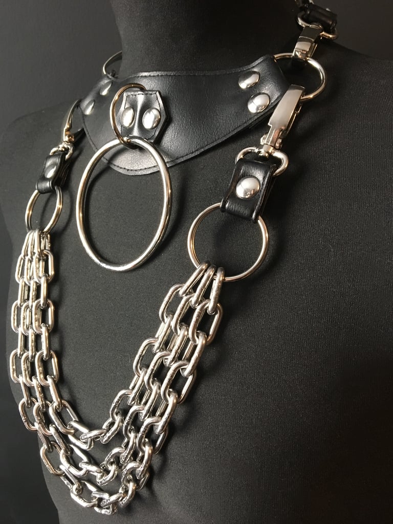 black vegan leather goth necklace collar choker chains gothic faux leather pvc 