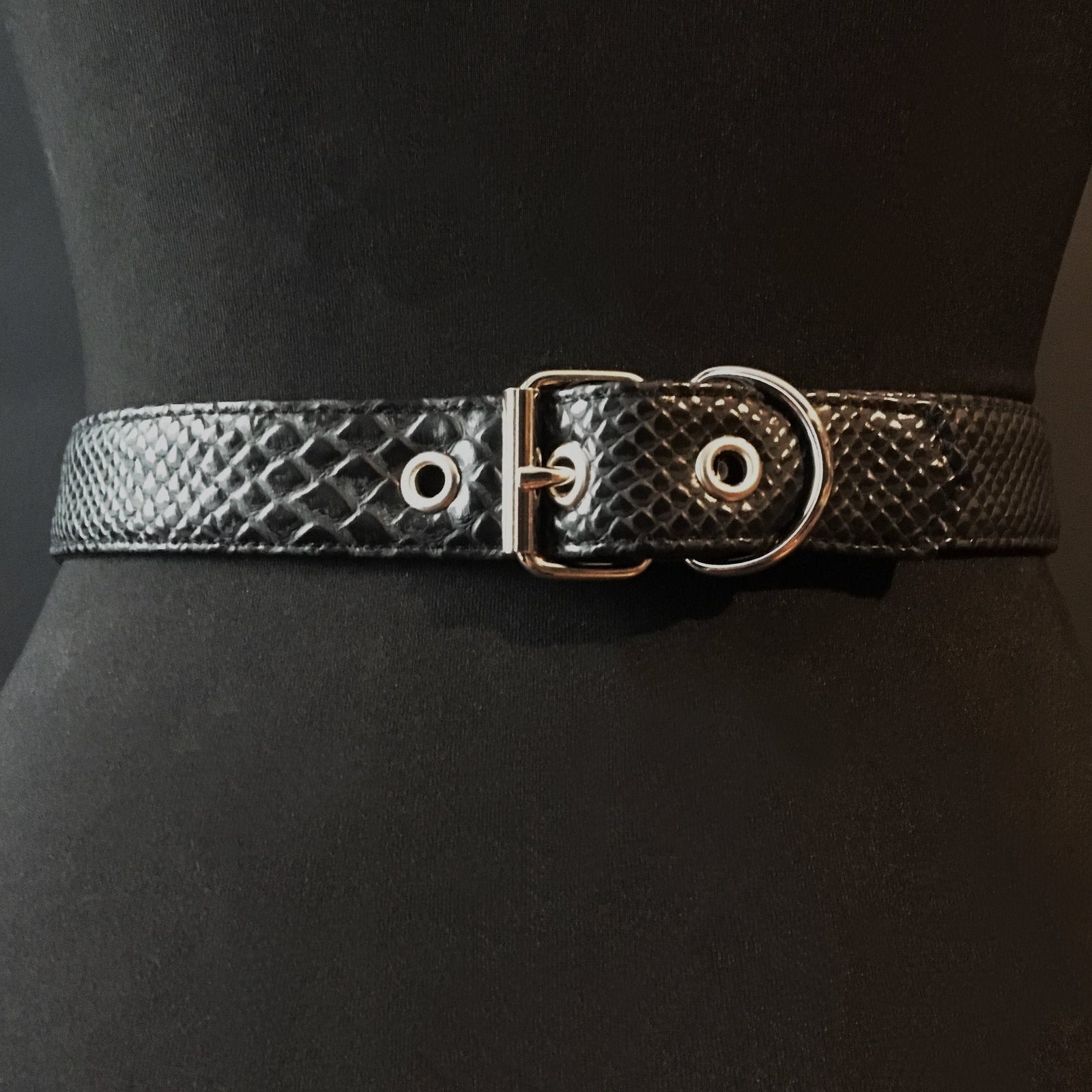 black vegan leather vegan snakeskin goth belt gothic faux leather pvc silver 