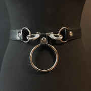 black vegan leather goth belt gothic faux leather pvc silver 