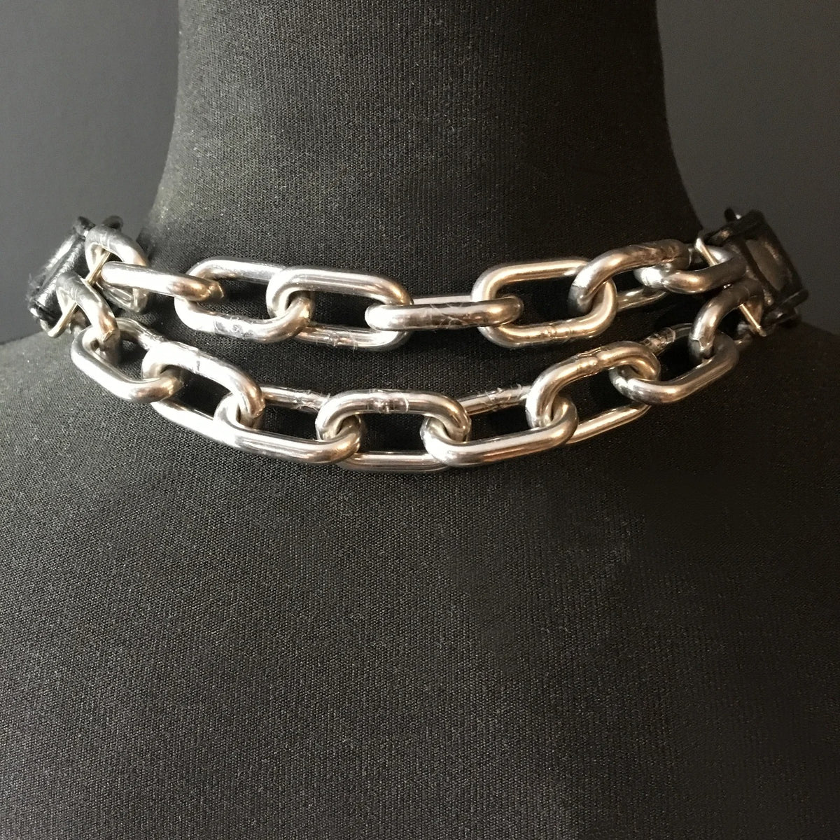 black vegan leather goth necklace collar choker chains gothic faux leather pvc 