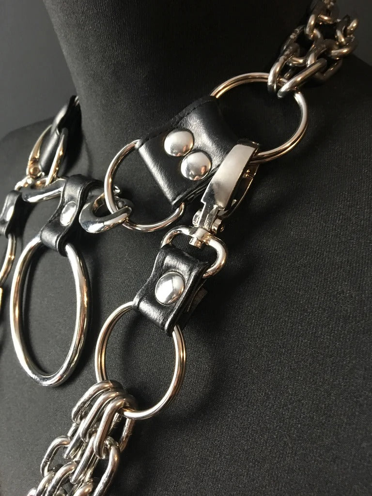 black vegan leather goth necklace collar choker chains gothic faux leather pvc 