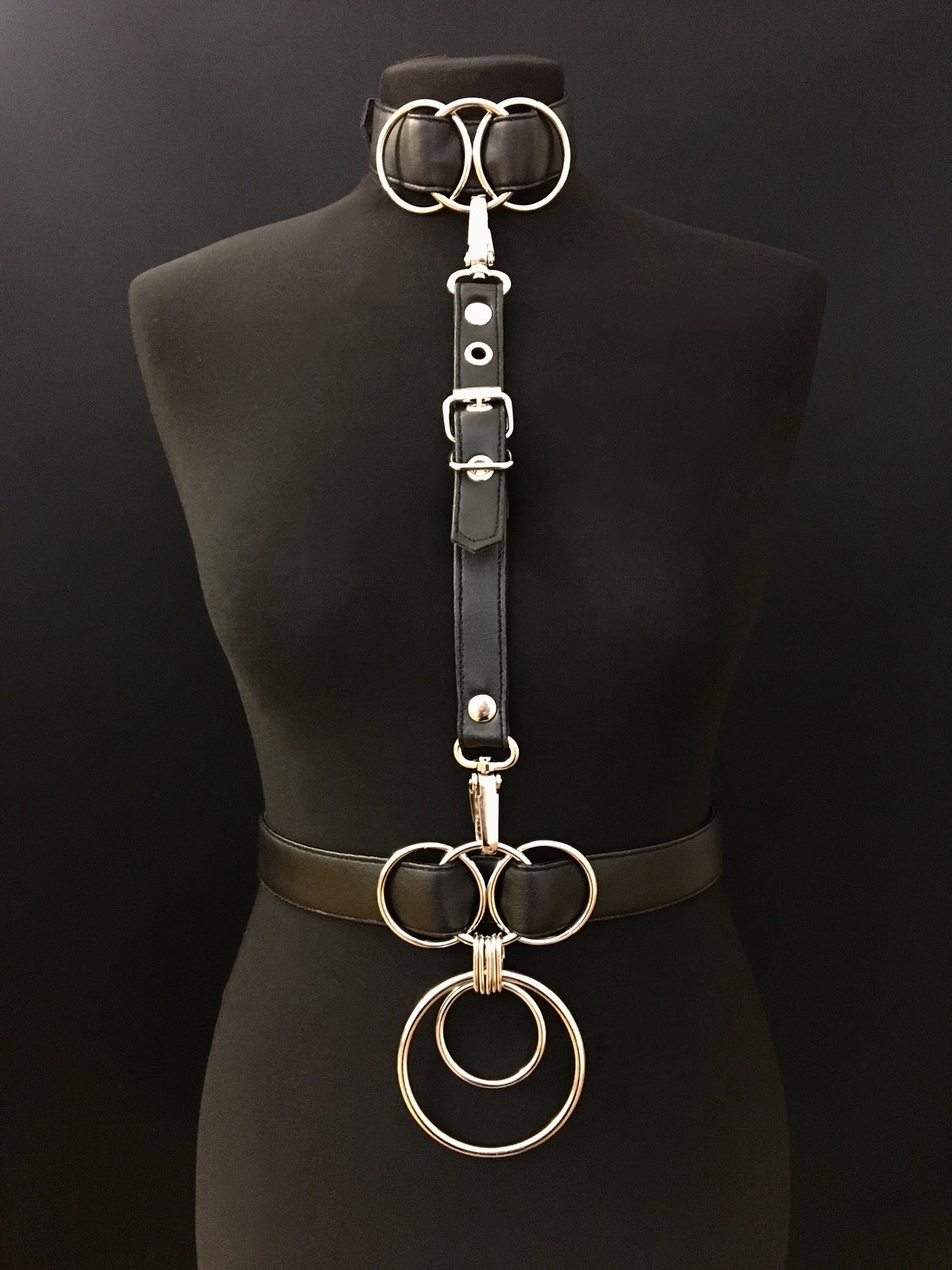 black silver vegan leather goth harness belt gothic faux leather pvc 