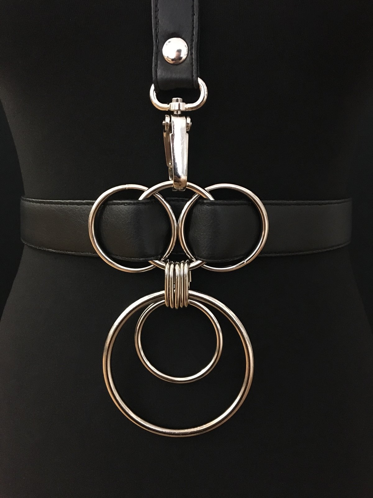 black silver vegan leather goth harness belt gothic faux leather pvc 