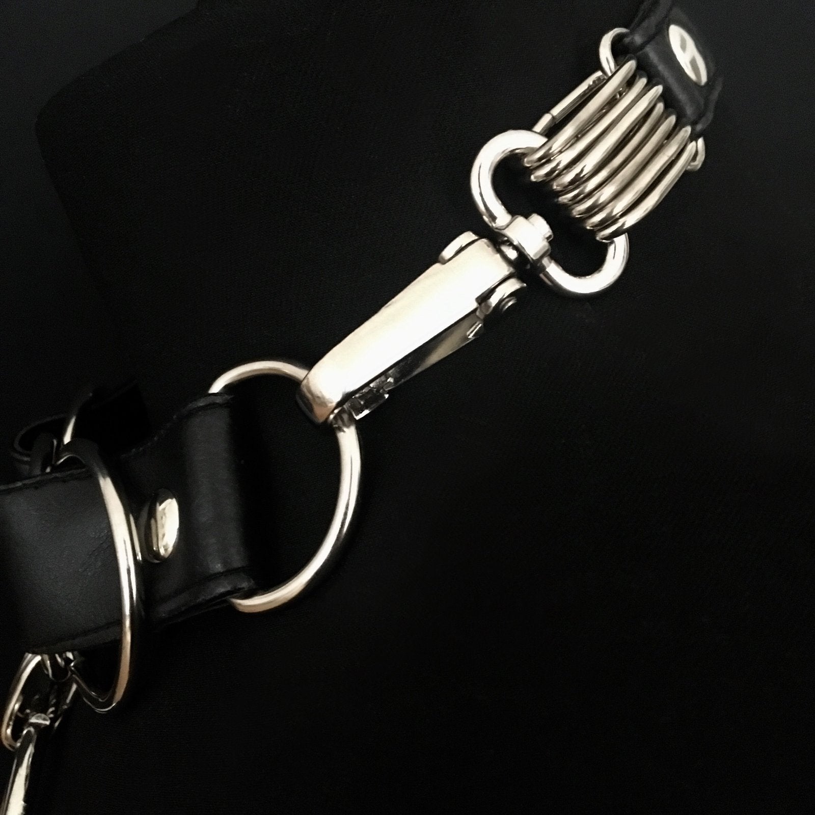 black and silver vegan leather goth necklace collar choker chains gothic faux leather pvc 