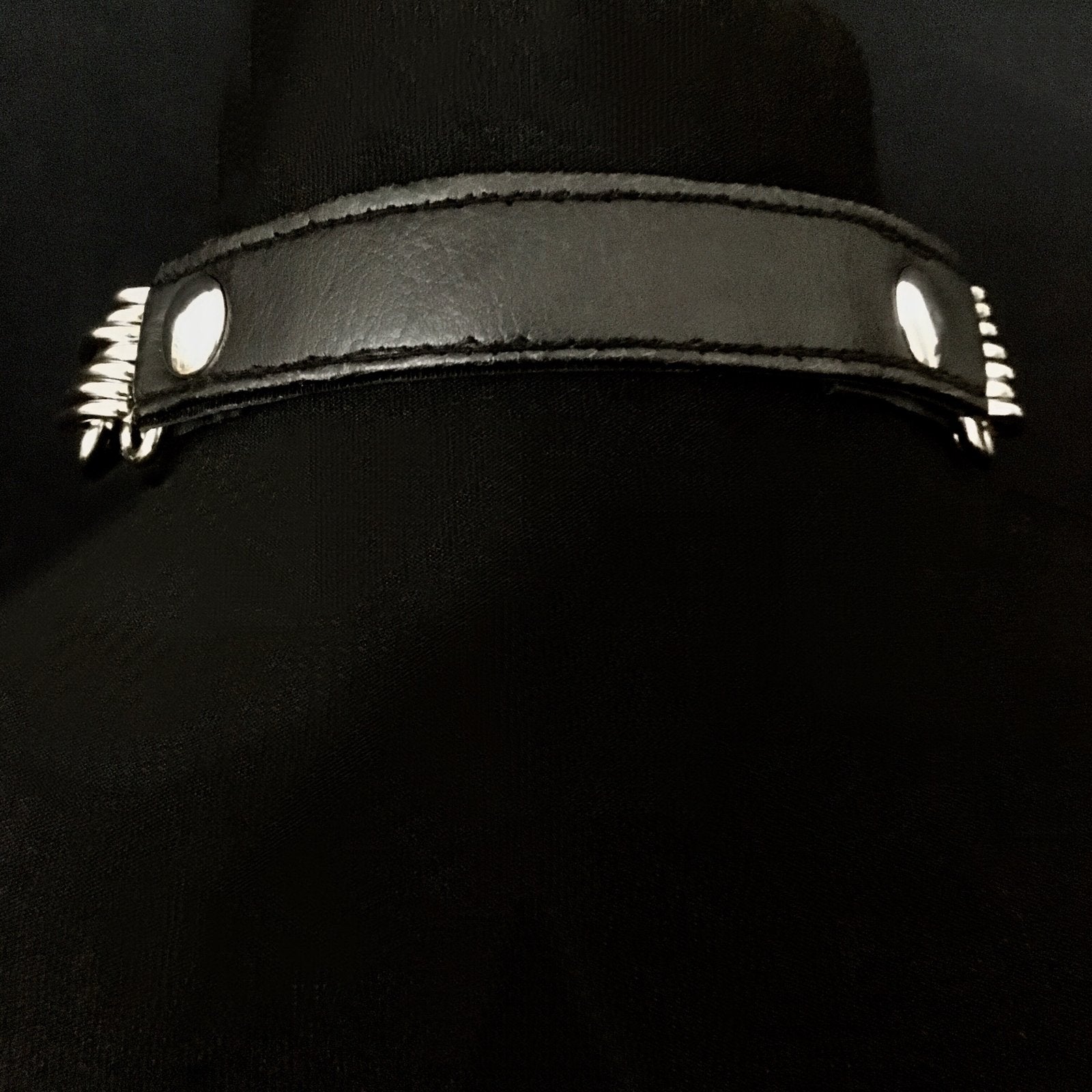 black and silver vegan leather goth necklace collar choker chains gothic faux leather pvc 