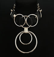 black and silver vegan leather goth necklace collar choker chains gothic faux leather pvc 