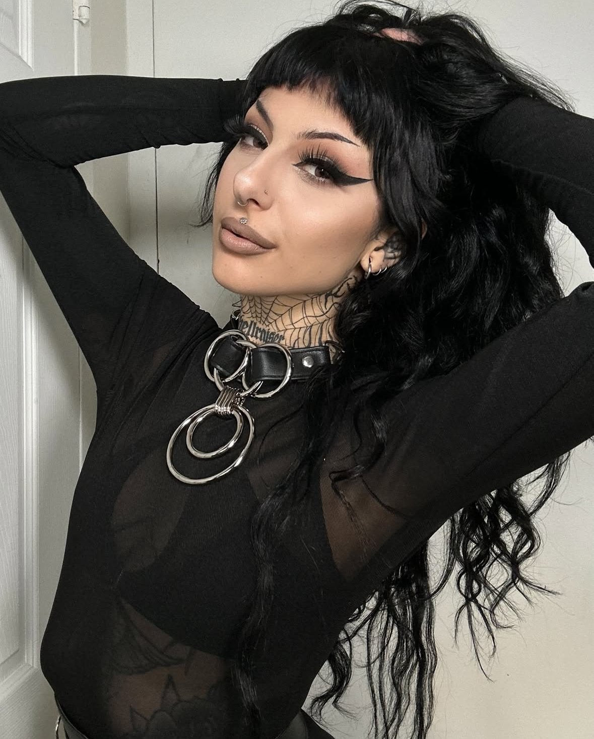black and silver vegan leather goth necklace collar choker chains gothic faux leather pvc 