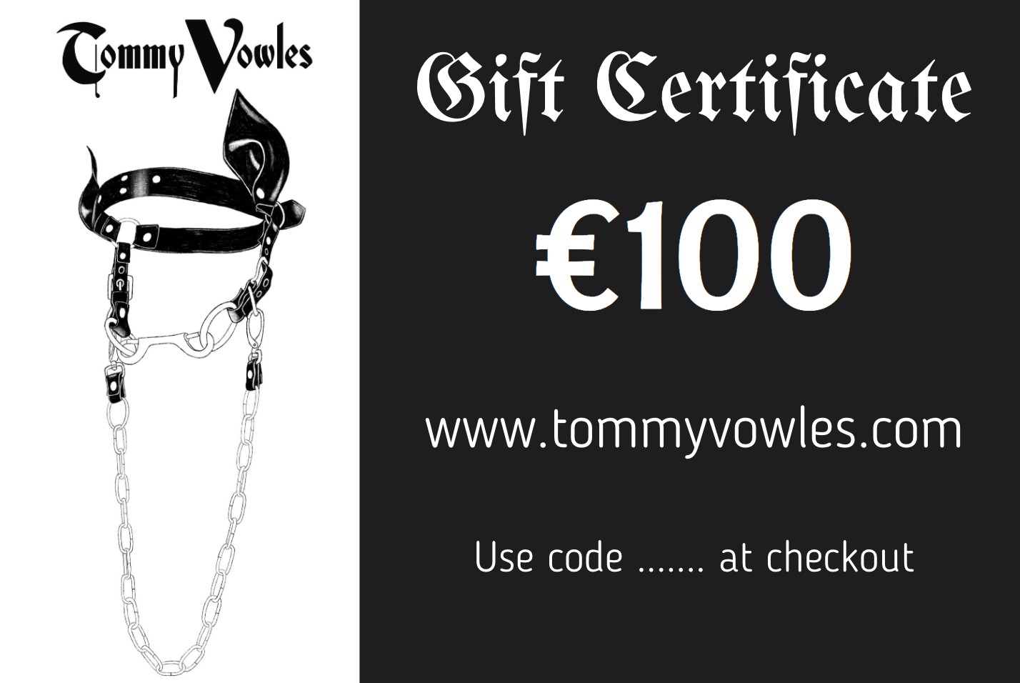 gift certificate gothic fashion goth harness vegan leather gift voucher 