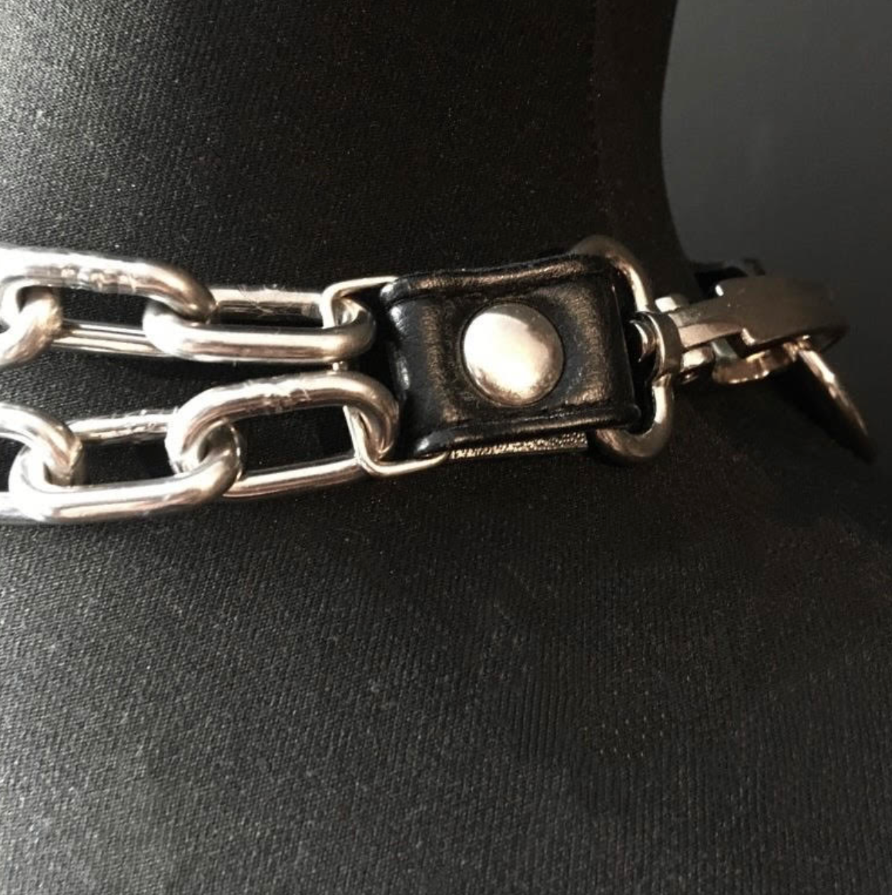 black and white vegan leather goth necklace collar choker chains monochrome gothic faux leather pvc 