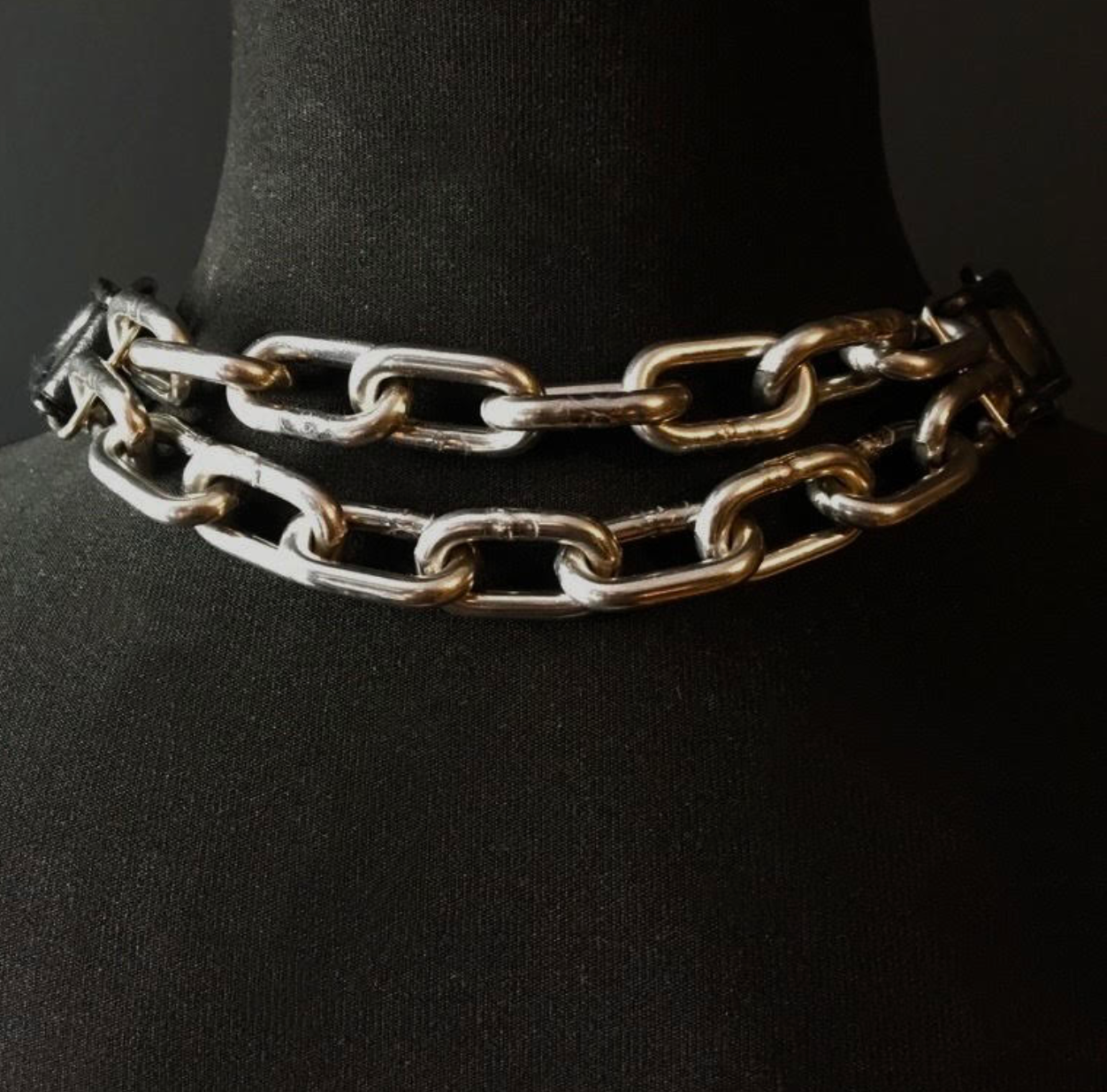 black and white vegan leather goth necklace collar choker chains monochrome gothic faux leather pvc 