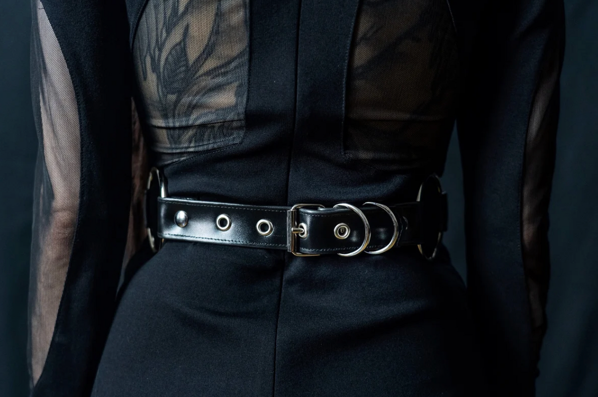 ring belt hip bag vegan leather gothic goth faux leather goth bag goth belt waist cincher