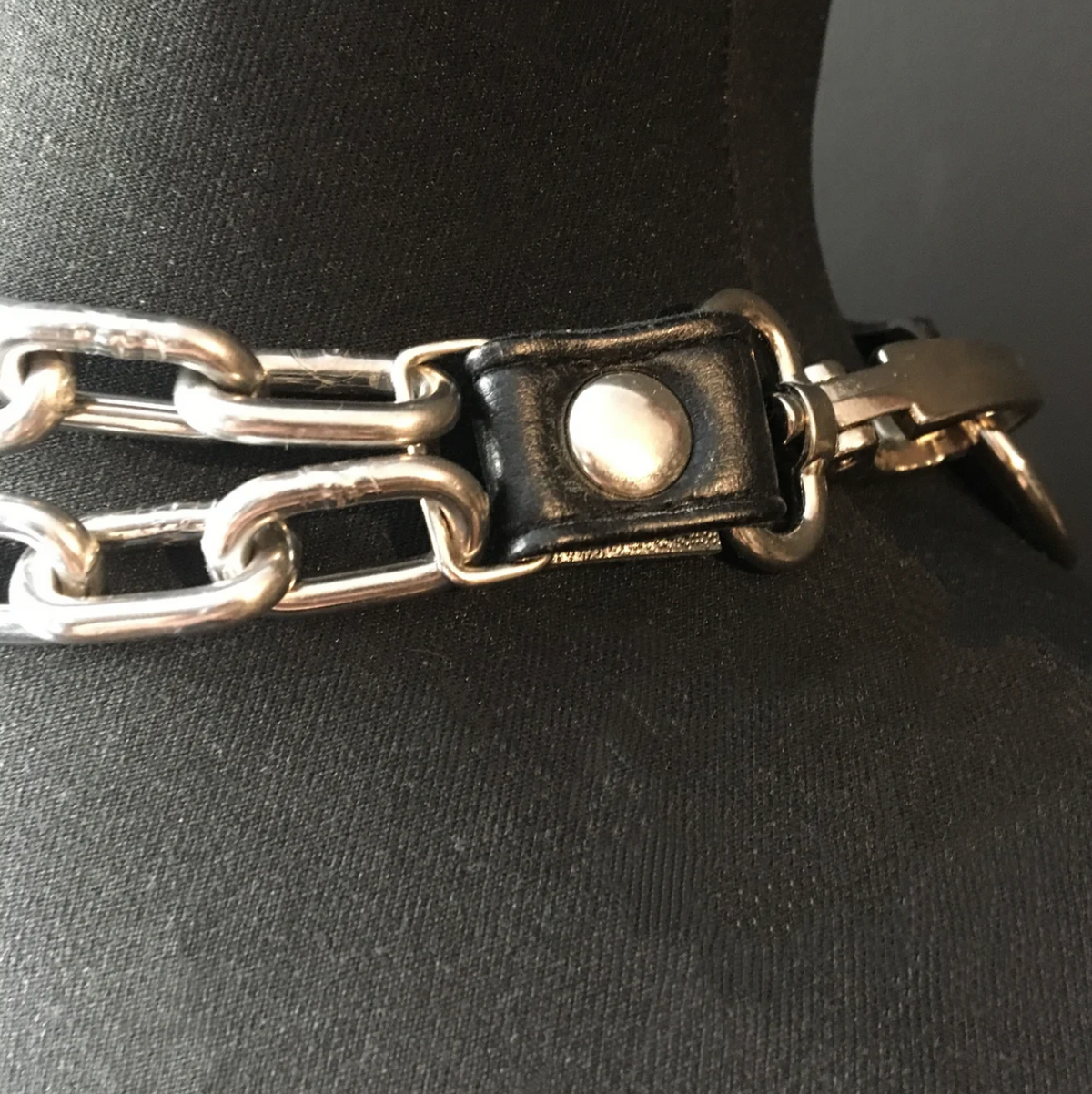 black vegan leather goth necklace collar choker chains gothic faux leather pvc 