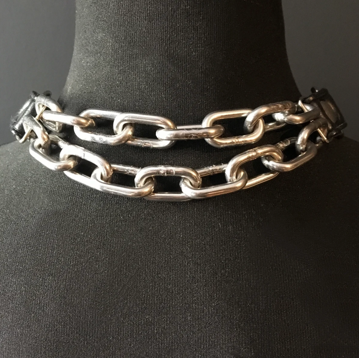 black vegan leather goth necklace collar choker chains gothic faux leather pvc 