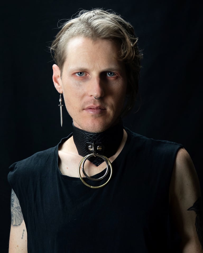 gothic collar goth choker vegan leather faux leather black silver gold vegan snakeskin