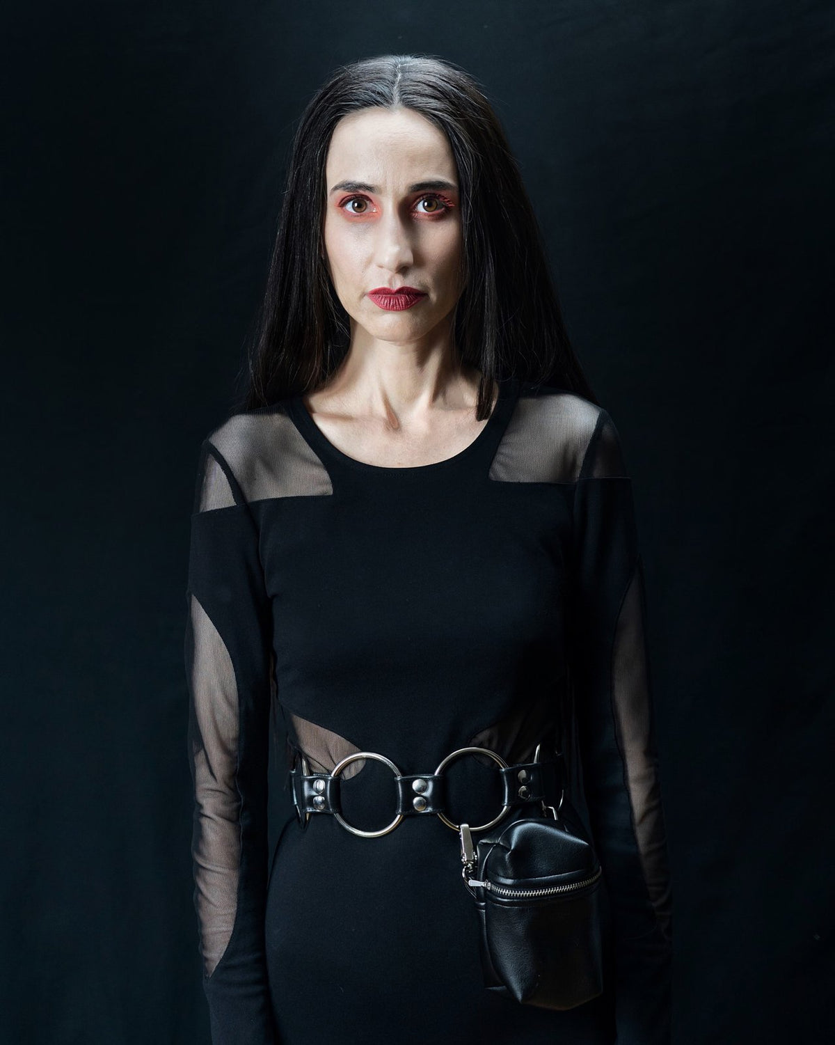 ring belt hip bag vegan leather gothic goth faux leather goth bag goth belt waist cincher