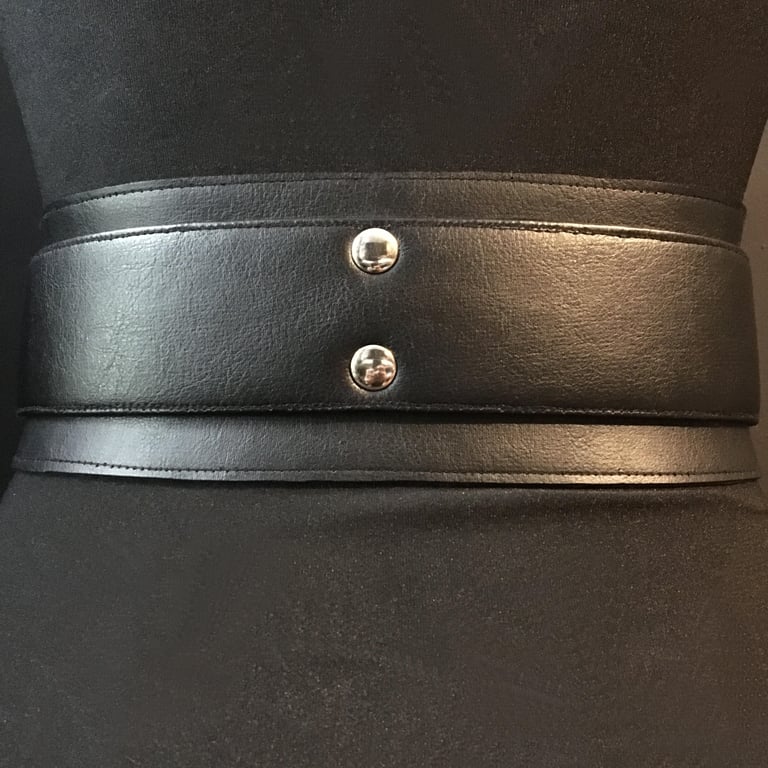 Gothic belt waist cincher vintage buckle ring corset vegan leather faux leather goth