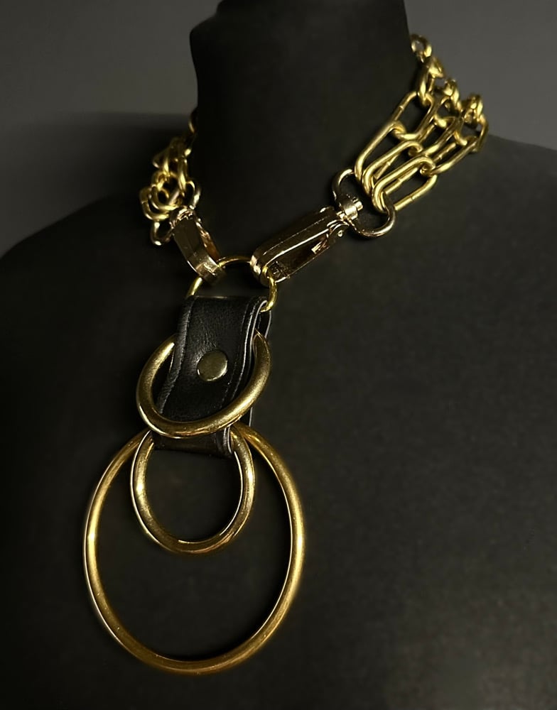 black and gold vegan leather goth necklace collar choker chains gothic faux leather pvc 