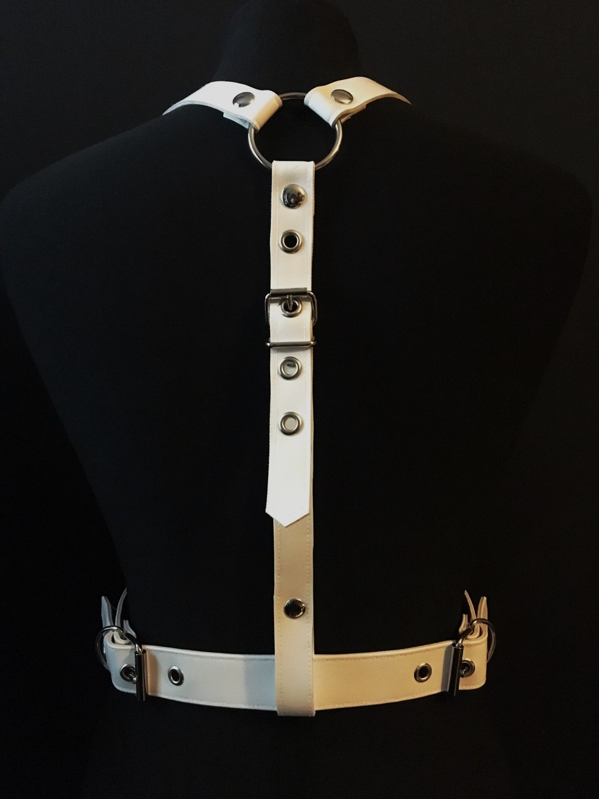 white vegan leather goth harness belt gothic faux leather pvc 