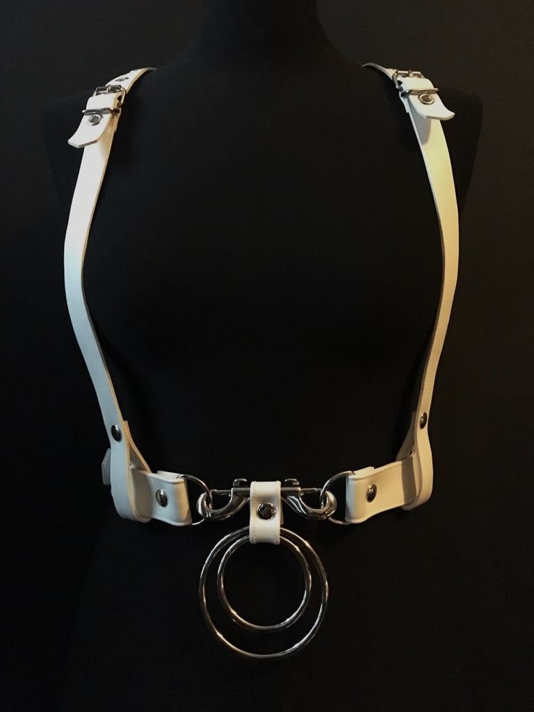 white vegan leather goth harness belt gothic faux leather pvc 
