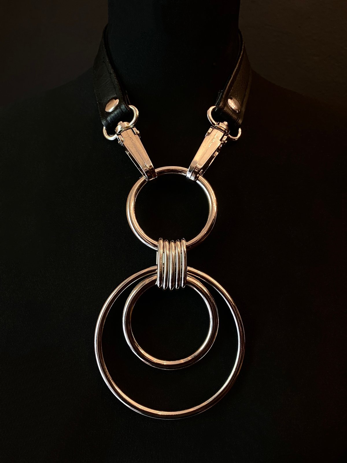 black and silver vegan leather goth necklace collar choker chains gothic faux leather pvc 