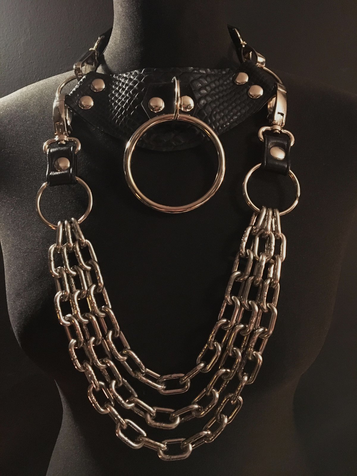 black vegan leather vegan snakeskin goth necklace collar choker chains gothic faux leather pvc 