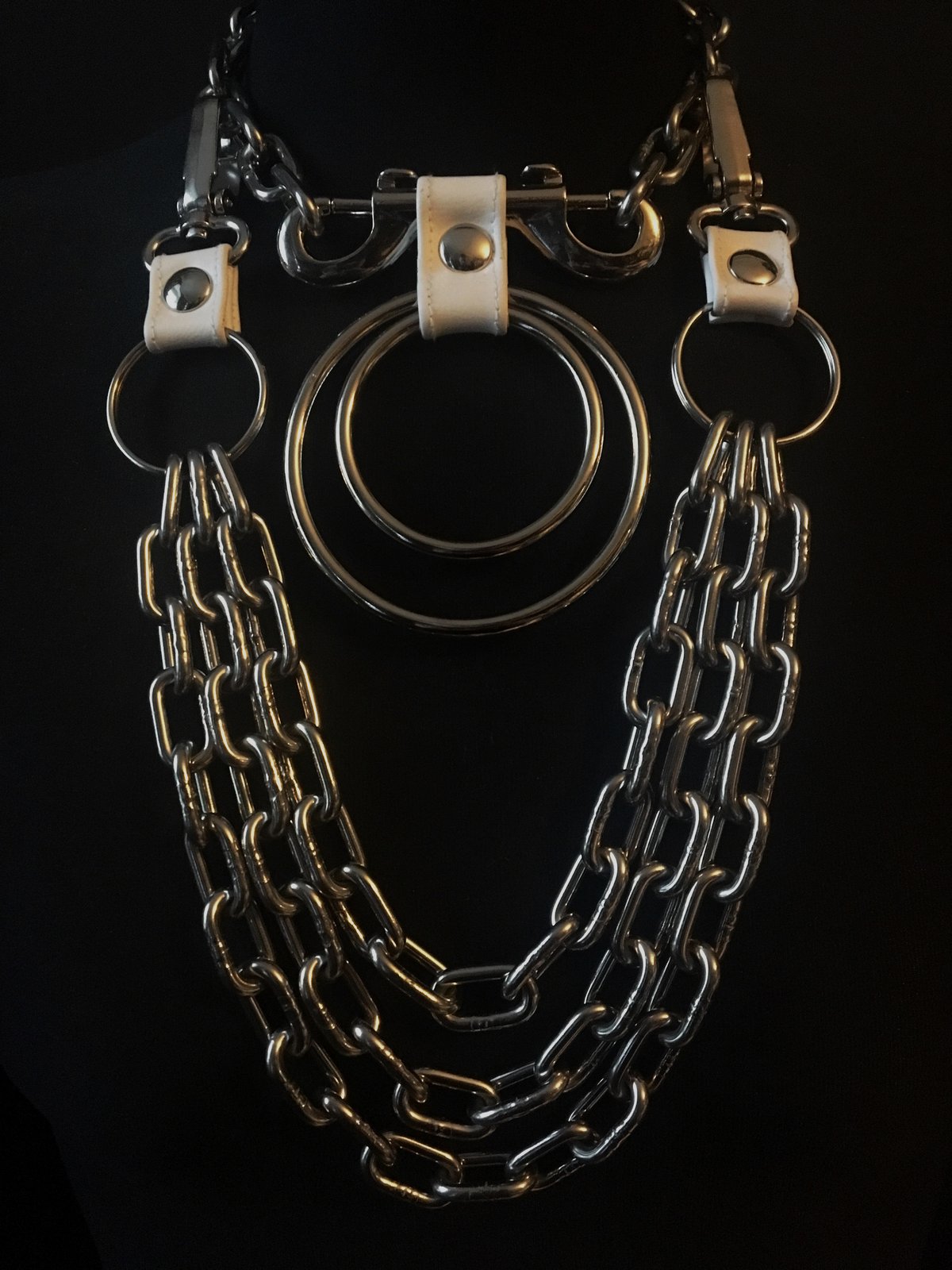 white vegan leather goth necklace collar choker chains gothic faux leather pvc 