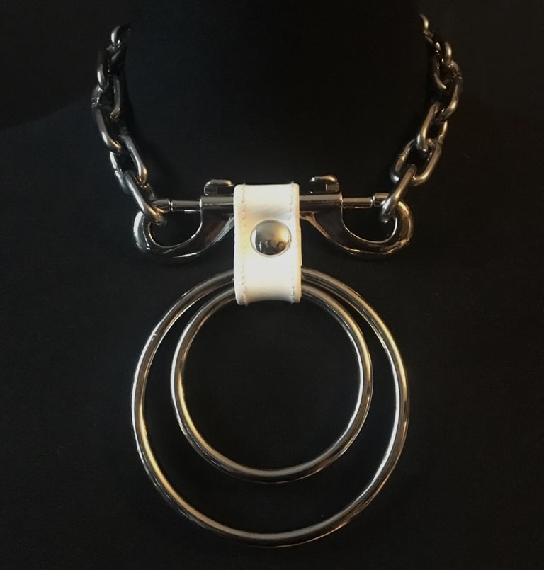 white vegan leather goth necklace collar choker chains gothic faux leather pvc 