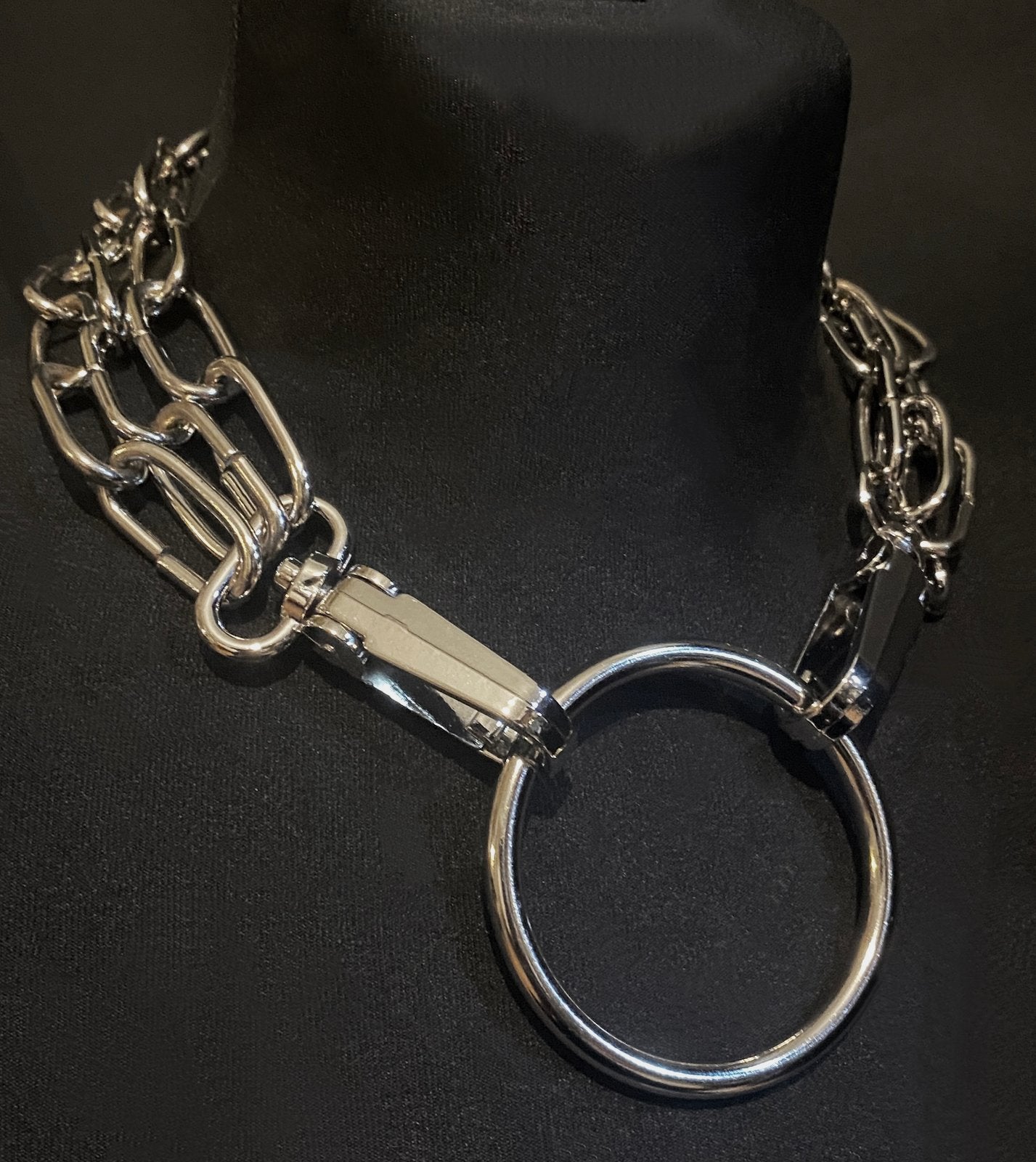 gothic choker necklace silver chains ring collar goth 