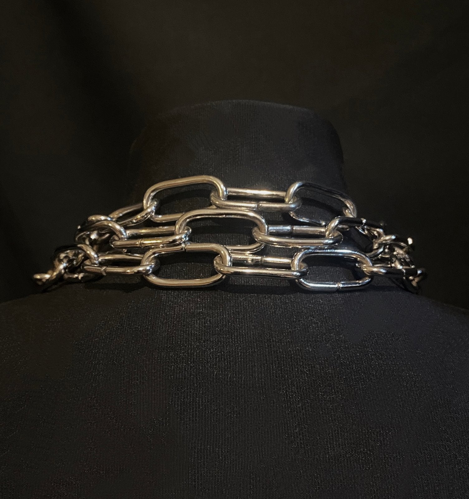 gothic choker necklace silver chains ring collar goth 