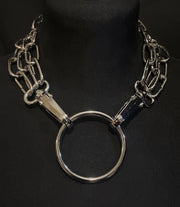 gothic choker necklace silver chains ring collar goth 