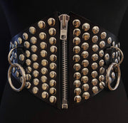 gothic waist cincher belt studded belt vegan leather corset waist belt goth harness
