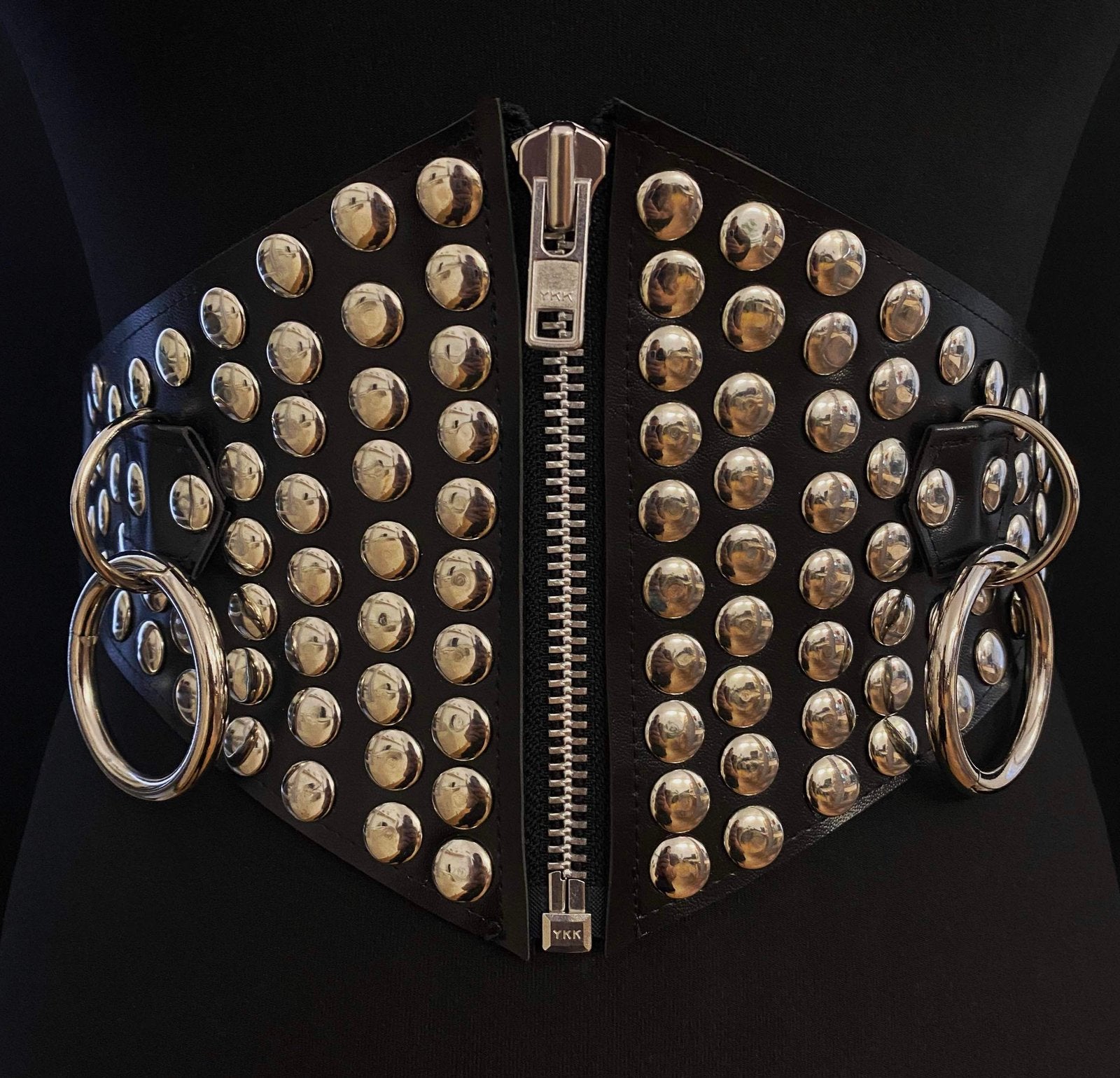 gothic waist cincher belt studded belt vegan leather corset waist belt goth harness