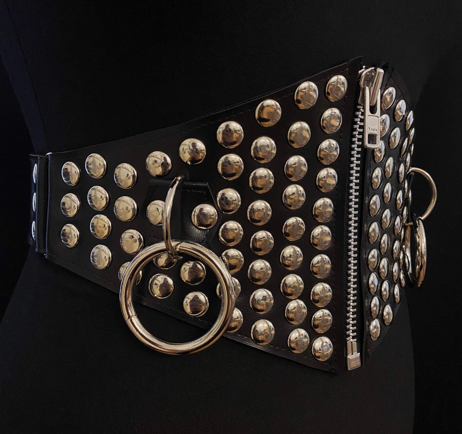 gothic waist cincher belt studded belt vegan leather corset waist belt goth harness