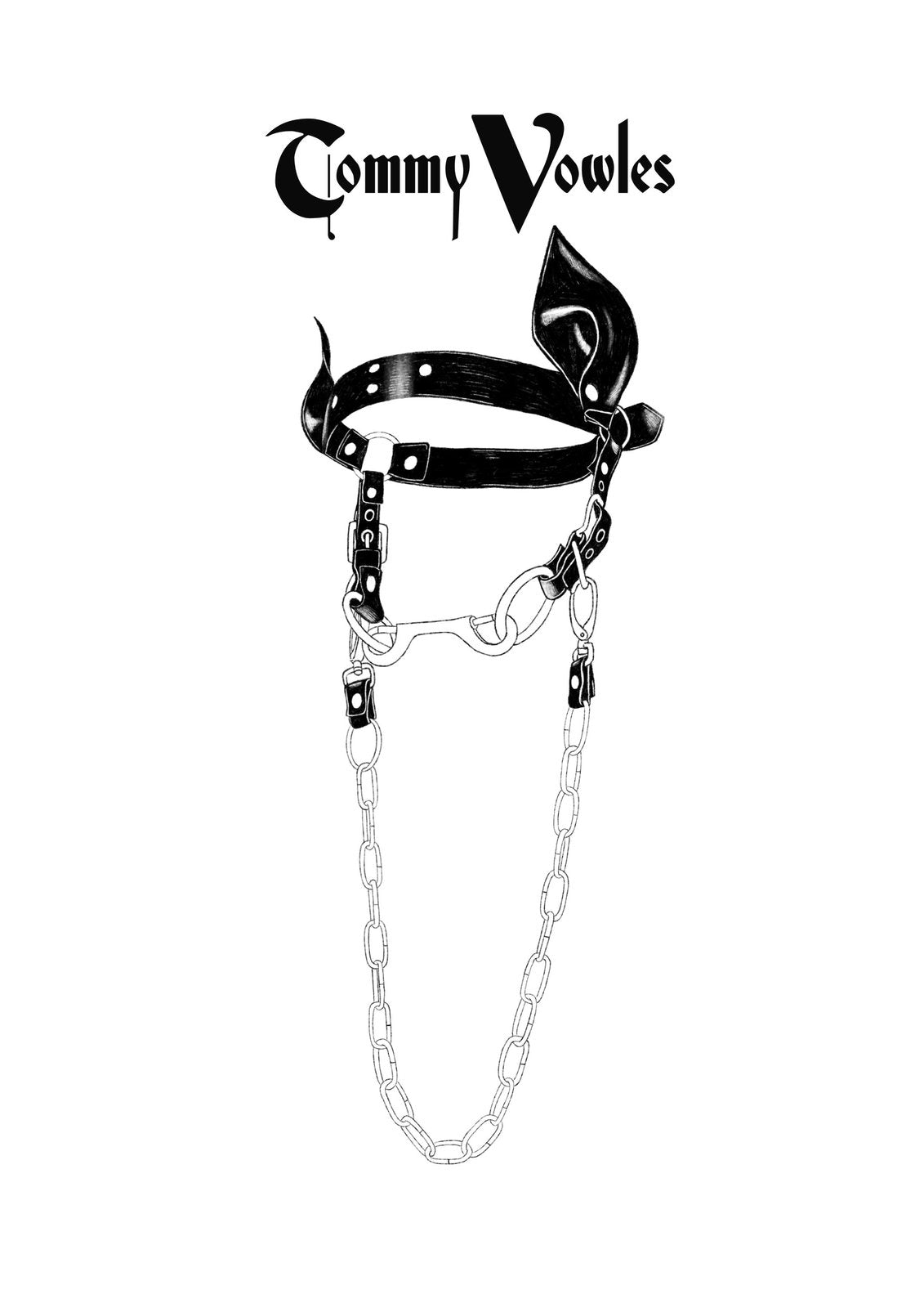 gothic t-shirt black and white harness goth 